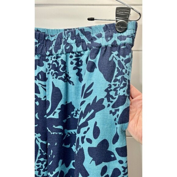 Soft Surroundings Lucca Wide Leg Linen Pants Women S Floral Blue Green NWOT - Picture 3 of 11